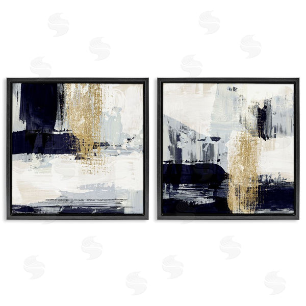 Stupell Industries Susan Jill | Patchy Navy Gold Abstract Wall Art