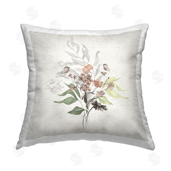 Stupell Industries Susan Jill | Soft Florals & Butterfly Printed Throw Pillow
