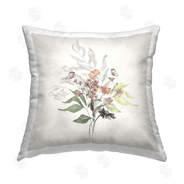 stupell industries Susan Jill | Soft Florals & Butterfly Printed Throw Pillow