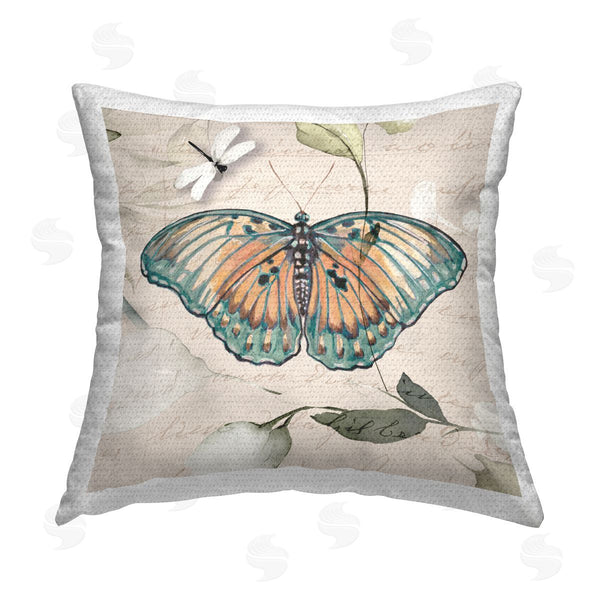 Stupell Industries Susan Jill | Vintage Botanicals & Butterfly Printed Throw Pillow