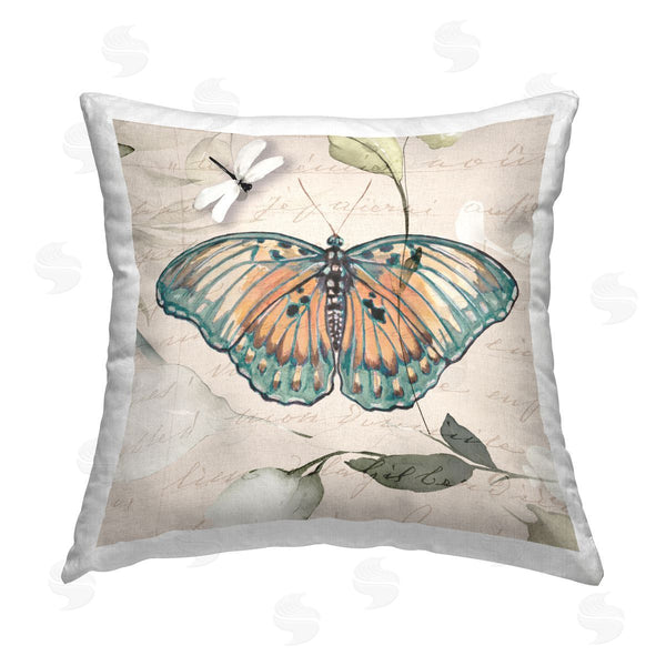 stupell industries Susan Jill | Vintage Botanicals & Butterfly Printed Throw Pillow