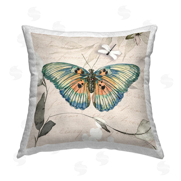 Stupell Industries Susan Jill | Vintage Butterfly On Cursive Printed Throw Pillow