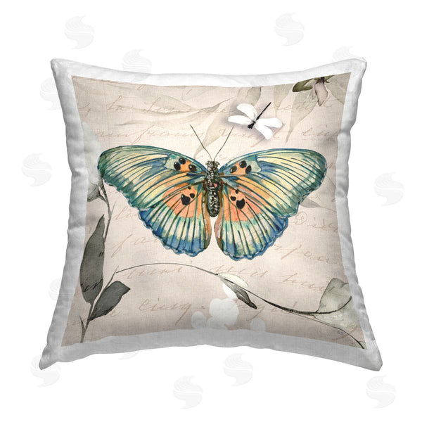 stupell industries Susan Jill | Vintage Butterfly on Cursive Printed Throw Pillow