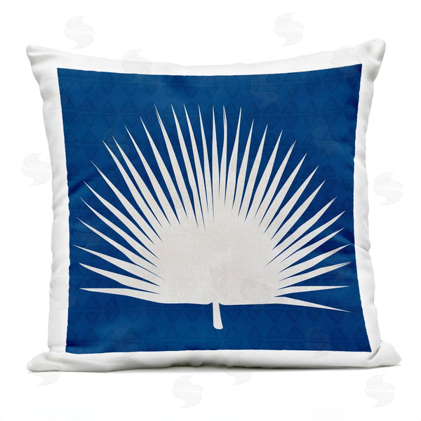 Stupell Industries Susan Jill | Wide Palm Leaf Abstract Blue White Printed Throw Pillow
