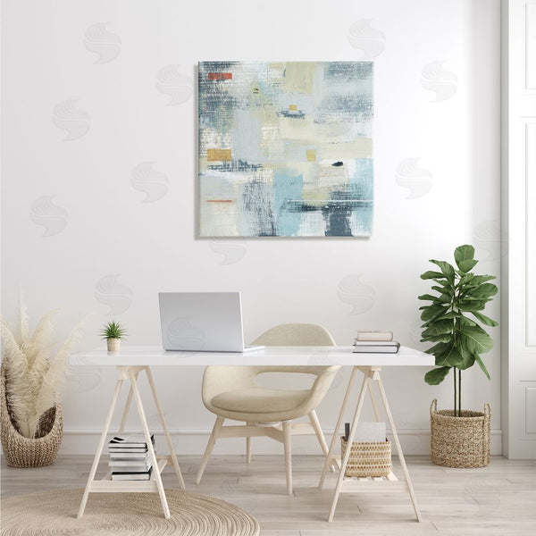 Stupell Industries Susan Jill | Woven Paint Stroke Abstraction Blue Beige Paint Blend Wall Art