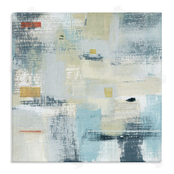 stupell industries Susan Jill | Woven Paint Stroke Abstraction Blue Beige Paint Blend Wall Art