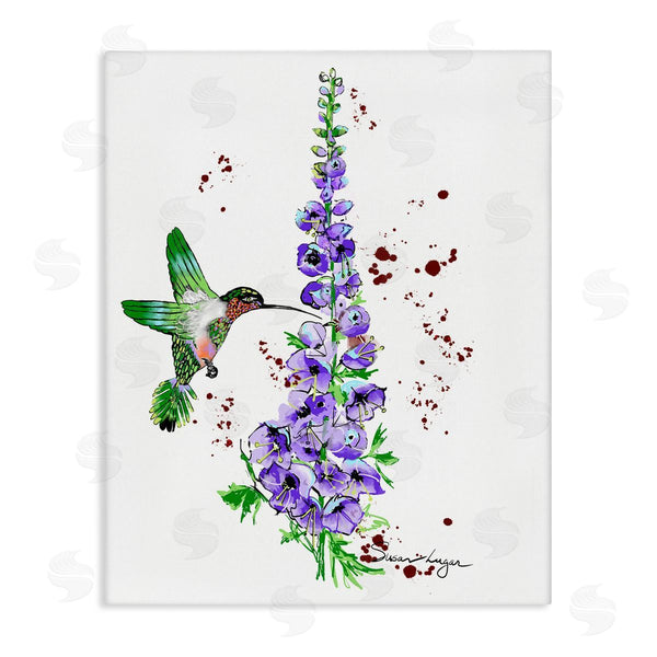 stupell industries Susan Lugar | Delphiniums and Hummingbird
