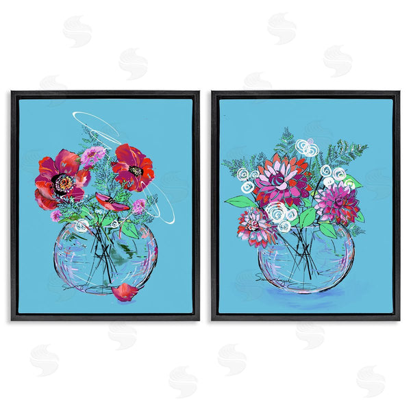 Stupell Industries Susan Lugar | Vivid Flower Vases On Blue