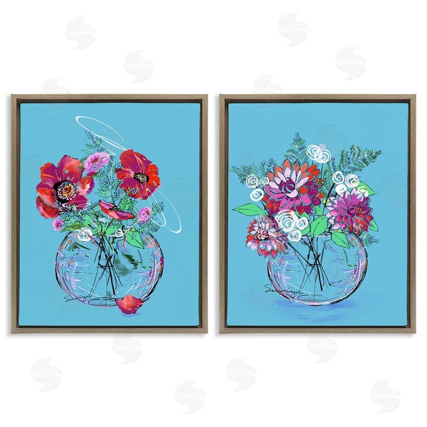 Stupell Industries Susan Lugar | Vivid Flower Vases On Blue