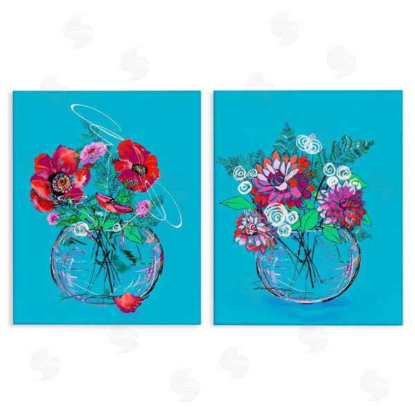 stupell industries Susan Lugar | Vivid Flower Vases on Blue