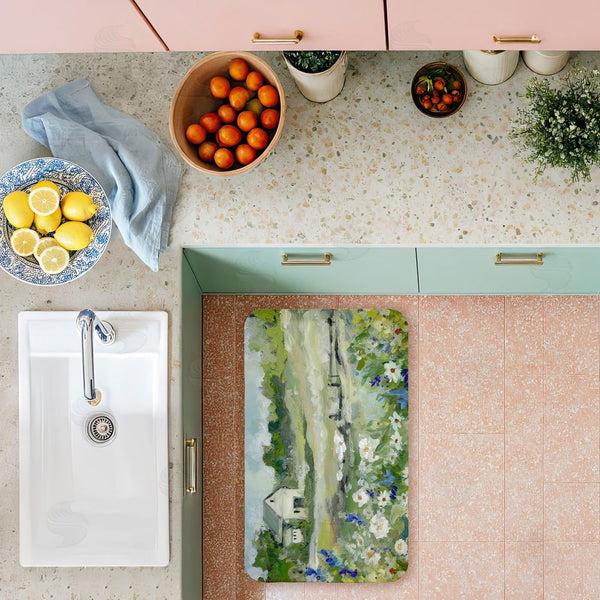 Stupell Industries Susan Winget | Barn With White Flowers Anti-Fatigue Mat