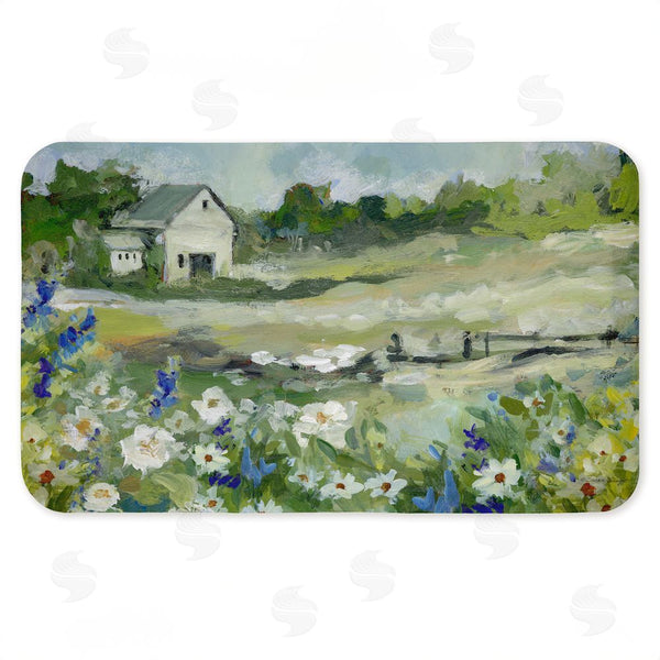 stupell industries Susan Winget | Barn With White Flowers Anti-Fatigue Mat