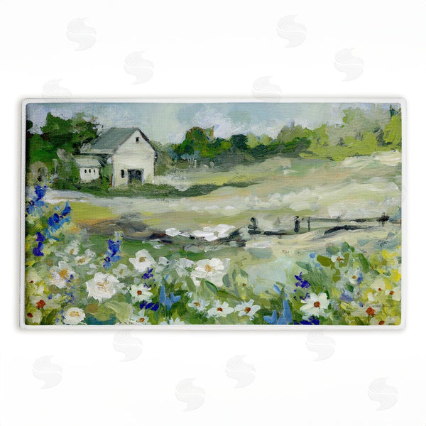 stupell industries Susan Winget | Barn With White Flowers Plush Bath Mat