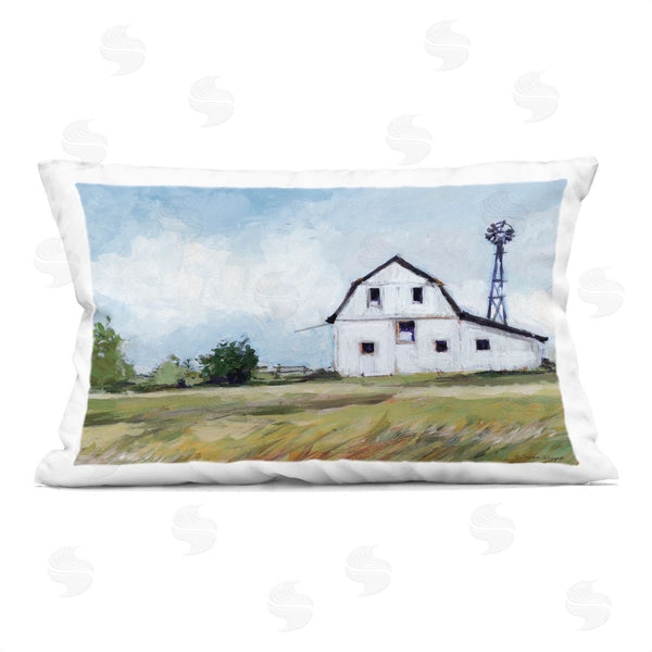 stupell industries Susan Winget | Barn with Windmill & Grass Printed Throw Pillow