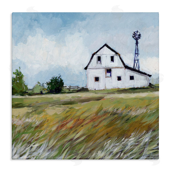 stupell industries Susan Winget | Barn with Windmill & Grass
