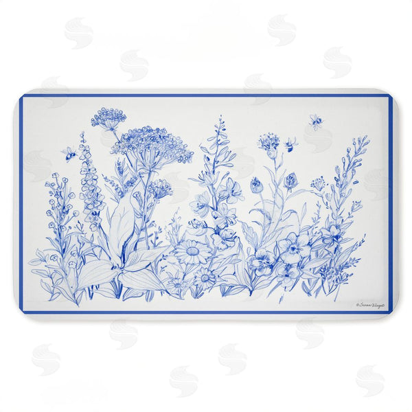stupell industries Susan Winget | Blue Toile Flowers Anti-Fatigue Mat