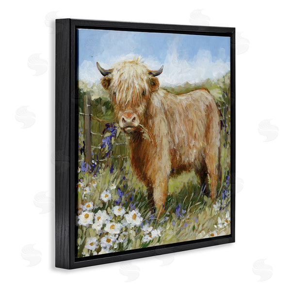 Stupell Industries Susan Winget | Floral Pasture Highland Cow