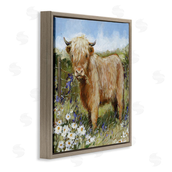 Stupell Industries Susan Winget | Floral Pasture Highland Cow