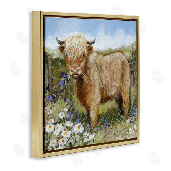 Stupell Industries Susan Winget | Floral Pasture Highland Cow