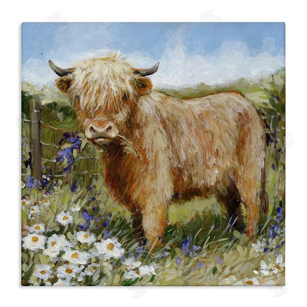 stupell industries Susan Winget | Floral Pasture Highland Cow