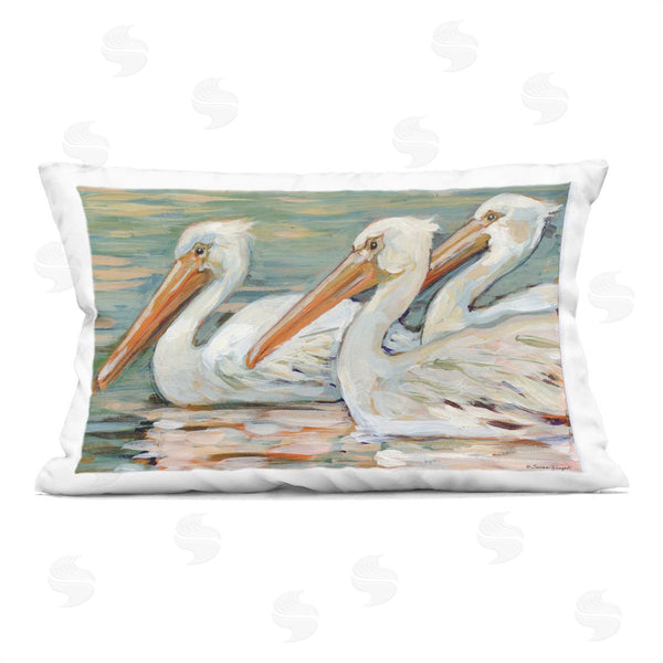 stupell industries Susan Winget | Pelican Trio Pond Reflection Printed Throw Pillow