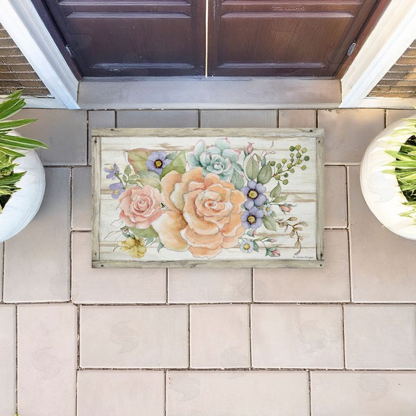 Stupell Industries Susan Winget | Rose Succulent Bouquet Non-Woven Door Mat