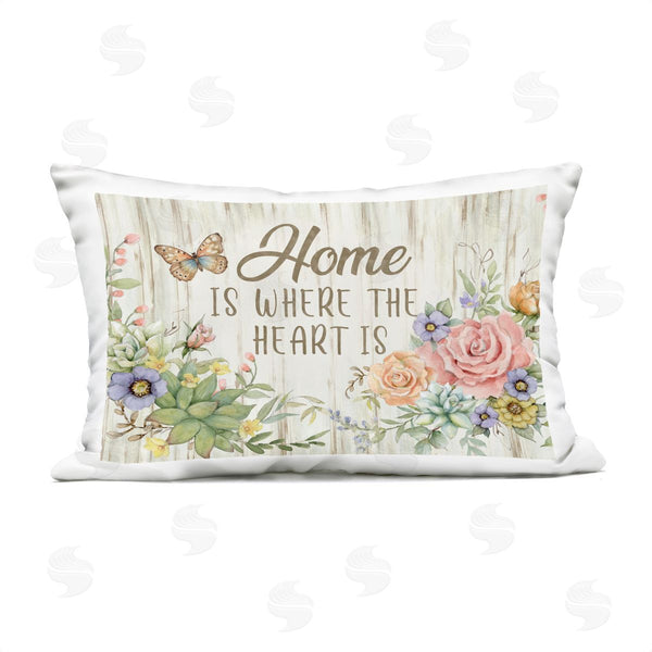 Stupell Industries Susan Winget | Rose Succulent Where Heart Is Printed Throw Pillow