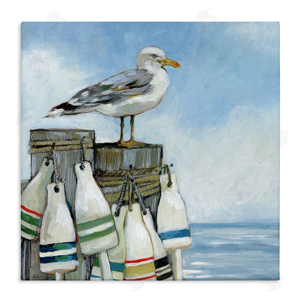 stupell industries Susan Winget | Seagull On Pier With Buoy