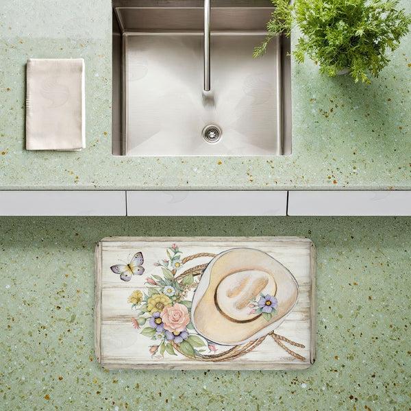 Stupell Industries Susan Winget | Shabby Chic Floral Cowboy Hat Anti-Fatigue Mat
