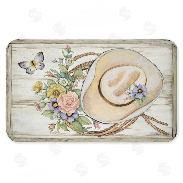 stupell industries Susan Winget | Shabby Chic Floral Cowboy Hat Anti-Fatigue Mat