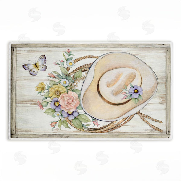 stupell industries Susan Winget | Shabby Chic Floral Cowboy Hat Plush Bath Mat