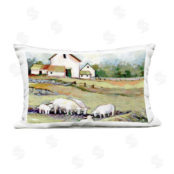 Stupell Industries Susan Winget | Sheep Grazing At Barn Printed Throw Pillow