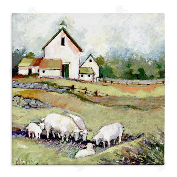 stupell industries Susan Winget | Sheep Grazing at Barn