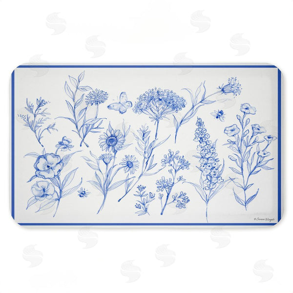 stupell industries Susan Winget | Single Blue Flower Sprigs Anti-Fatigue Mat