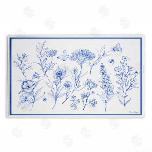 stupell industries Susan Winget | Single Blue Flower Sprigs Plush Bath Mat