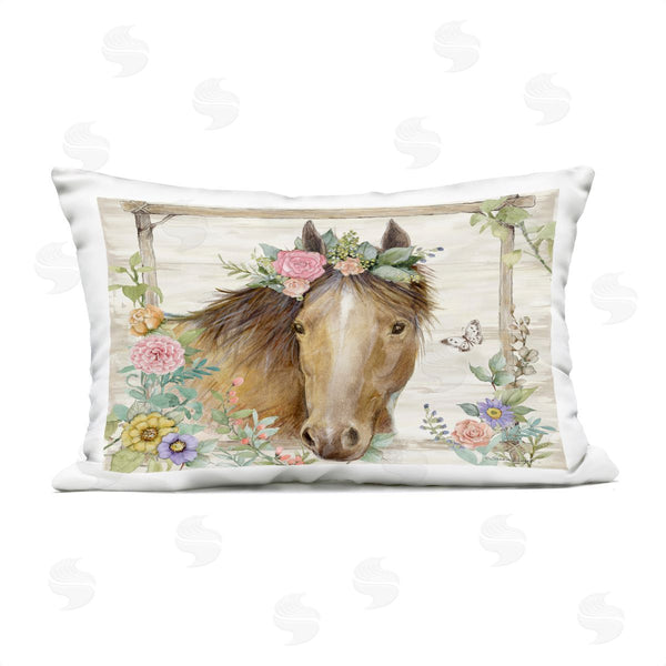Stupell Industries Susan Winget | The Look Horse With Flowers Printed Throw Pillow