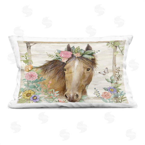 stupell industries Susan Winget | The Look Horse with Flowers Printed Throw Pillow