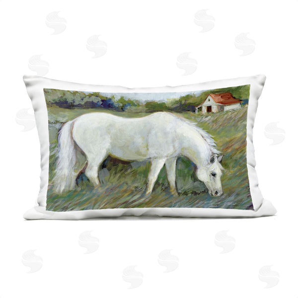 Stupell Industries Susan Winget | White Horse In Field Printed Throw Pillow