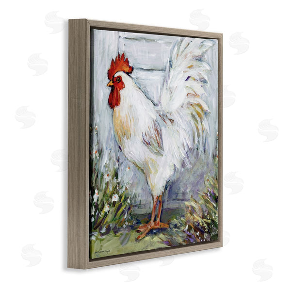 Stupell Industries Susan Winget | White Rooster In Flower Garden
