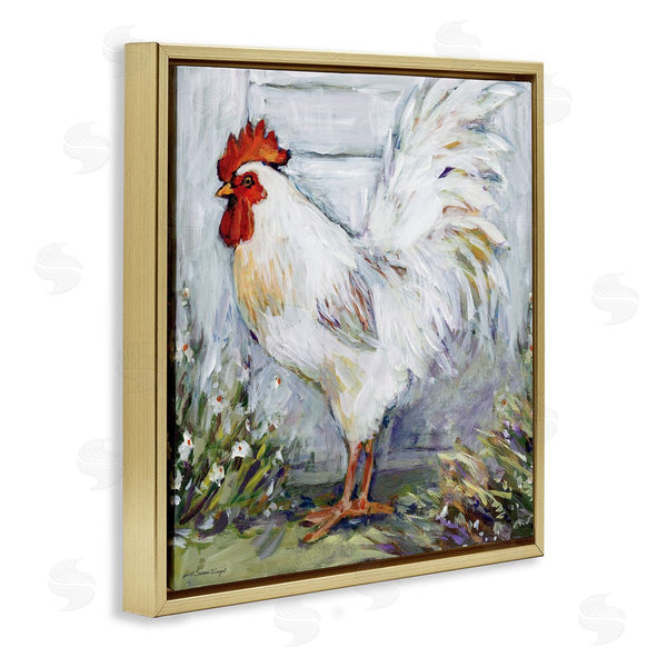 Stupell Industries Susan Winget | White Rooster In Flower Garden