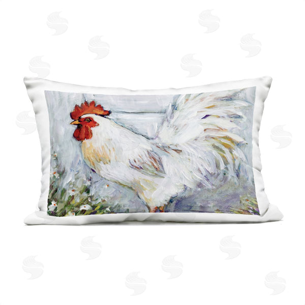 Stupell Industries Susan Winget | White Rooster In Flower Garden Printed Throw Pillow