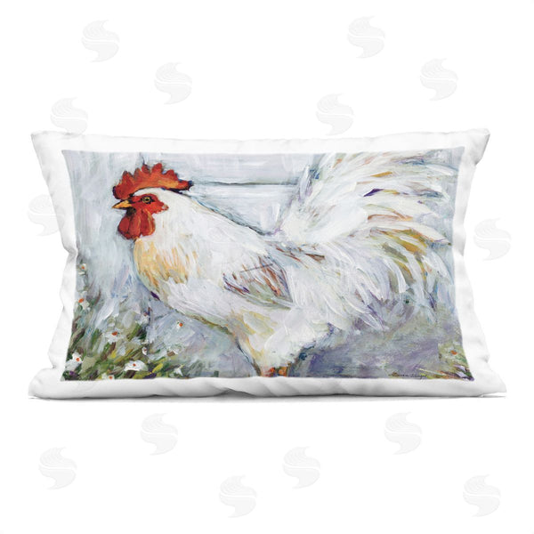 stupell industries Susan Winget | White Rooster in Flower Garden Printed Throw Pillow