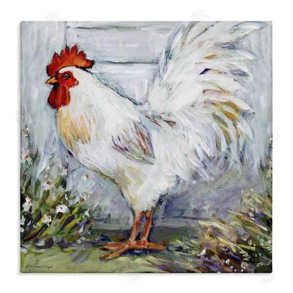 stupell industries Susan Winget | White Rooster in Flower Garden