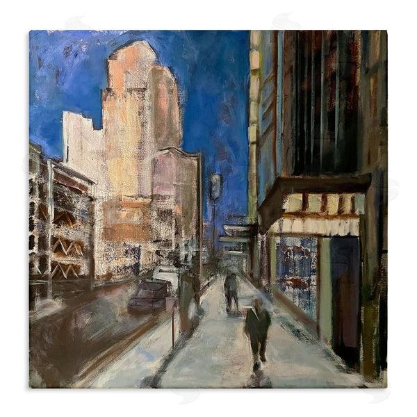 stupell industries Susanne Marie | Abstract Figures Walking Urban City Streets Blue Sky Wall Art