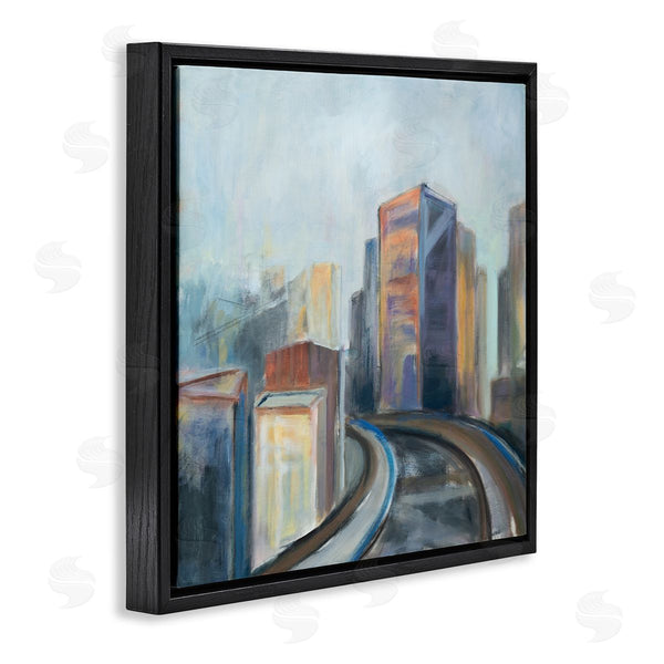 Stupell Industries Susanne Marie | Contemporary Cityscape Painting Abstract Railway Though Urban Skyline Wall Art