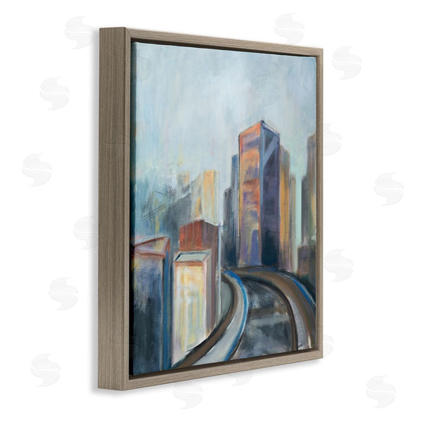Stupell Industries Susanne Marie | Contemporary Cityscape Painting Abstract Railway Though Urban Skyline Wall Art