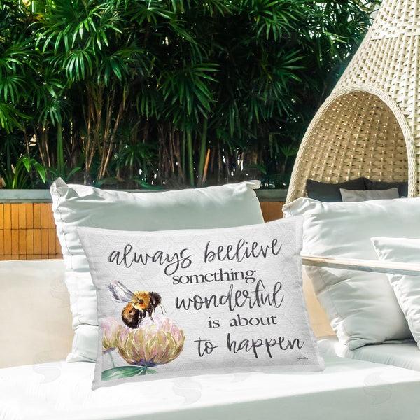 Stupell Industries Susie Boyer | Always Believe Something Wonderful Throw Pillow