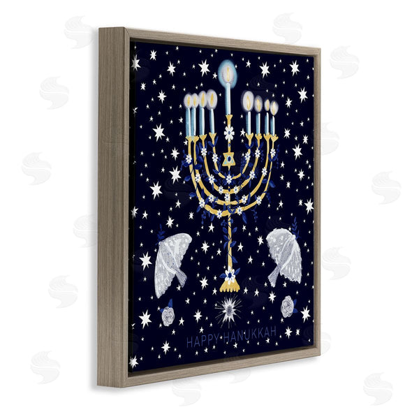 Stupell Industries Susse Linton | Happy Hanukkah Starry Menorah Wall Art