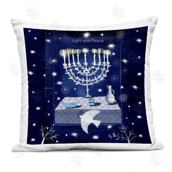 Stupell Industries Susse Linton | Light And Peace Hanukkah Menorah Printed Throw Pillow