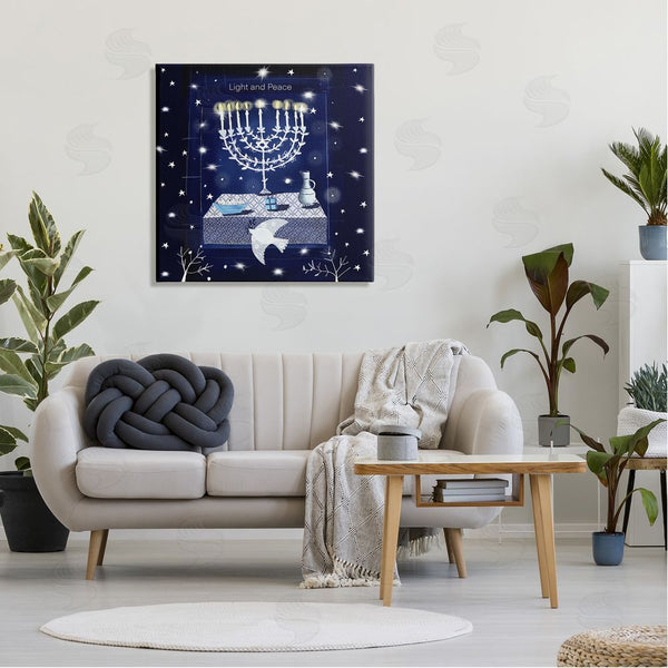 Stupell Industries Susse Linton | Light & Peace Menorah Stars Wall Art